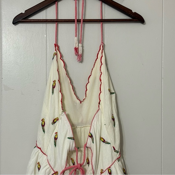 Farm Rio x Anthropologie Parrot Print Linen Tiered Mini Dress XL - Picture 10 of 15